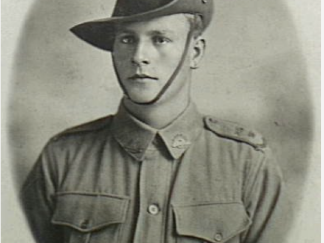 Studio portrait of 1024 Private (Pte) Joseph Thomas Young, 25th Battalion from Chatsworth Island, NSW, 1915