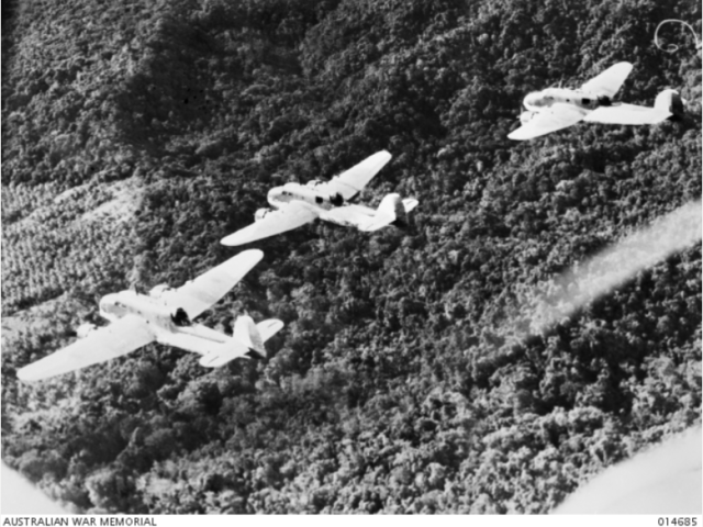 New Guinea. Milne Bay. Beaufort Bombers practice at Milne Bay, 1943. (Negative by N. Brown).