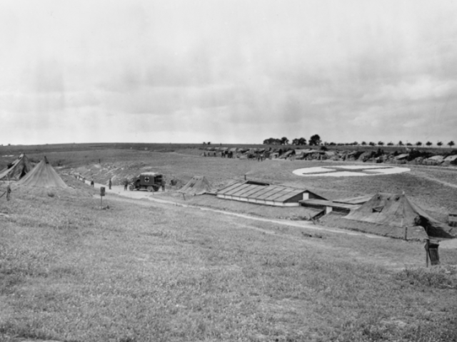 The Dressing Station of the 14th Field Ambulance near Franvillers. France, 1918