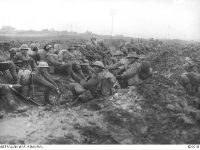 Soldiers resting near Montauban, on their way to Somme winter trenches, Dec 1916