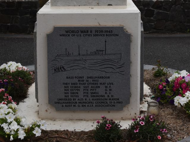 The Memorial panel commemorating four Australian soldiers who drowned during a rescue effort