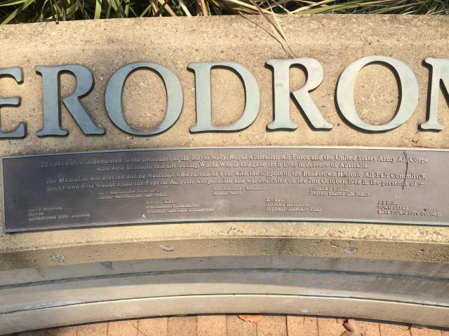 Photograph of inscription of the Bankstown Aerodrome World War II Memorial