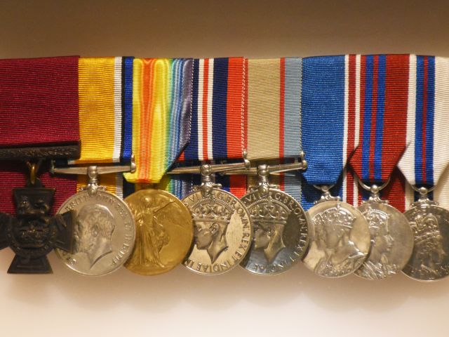 Arthur Hall's medals on display in the Hall of Valour at the Australian War Memorial