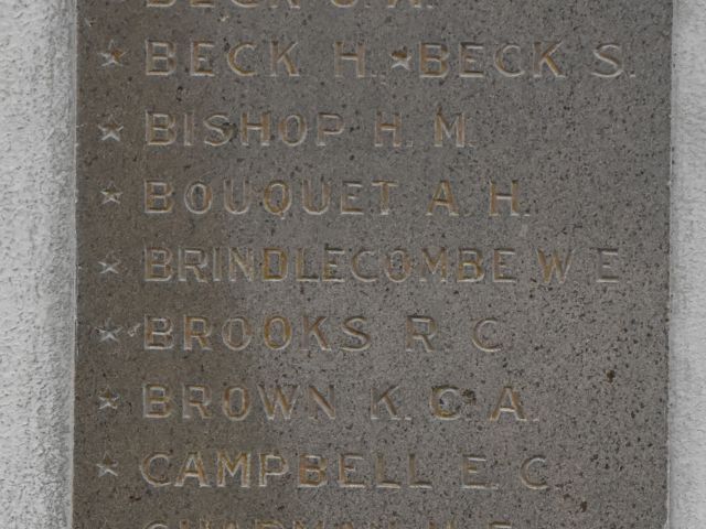 The carved entry on the Bega War Memorial for William Brimblecombe