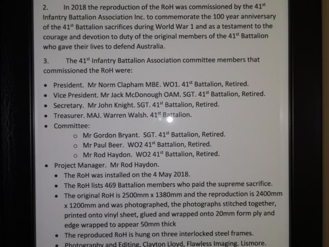 41st Battalion 1st AIF Honour Roll Reproduction story