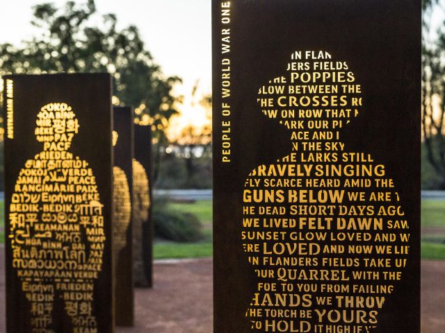 Detail of figures from the City of Melville War Memorial