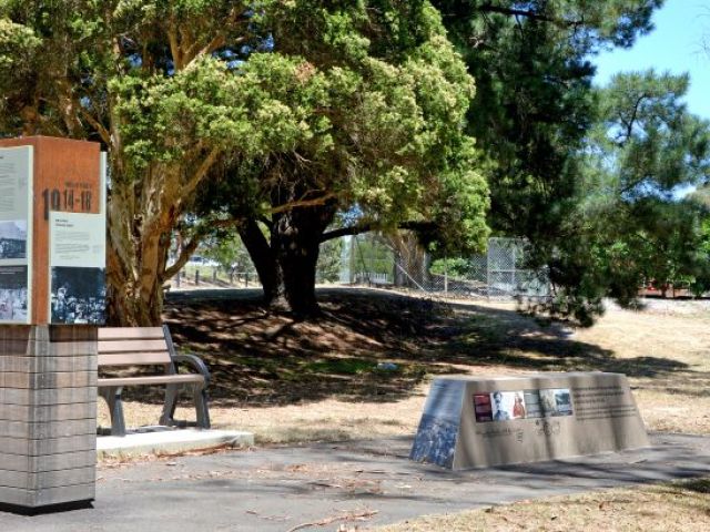 Memorial at entrance to Hurstbridge Memorial Park and Recreation Reserve dedicated on 20th July 2015