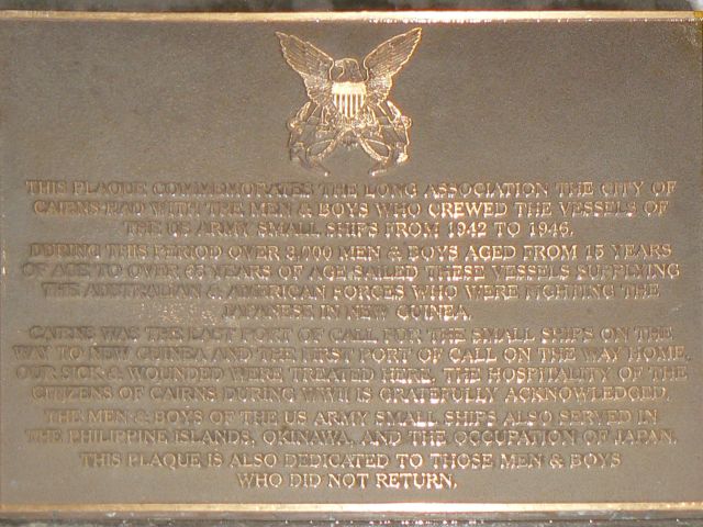 The dedication plaque on the Small Ships Section Memorial