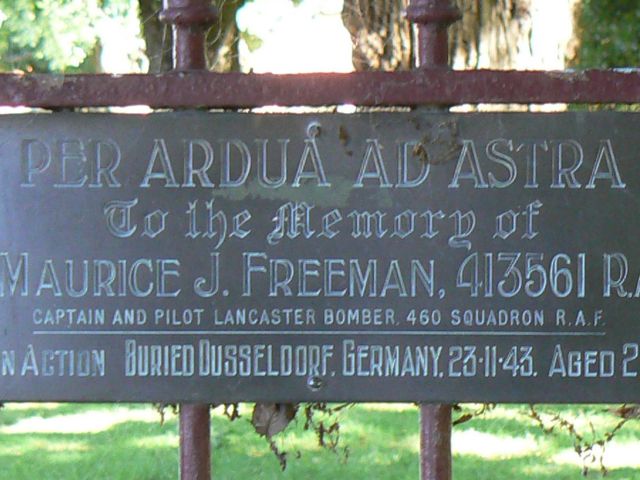 The dedication plaque on the Memorial Gates