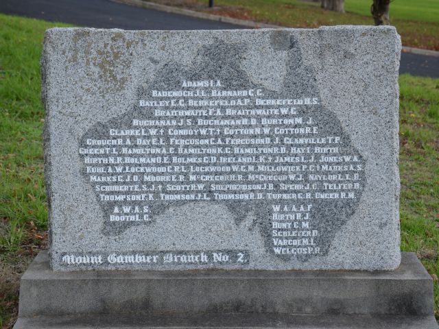 The Branch Number 2 memorial stone in Mount Gambier