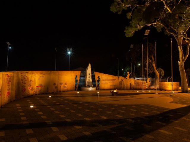 Harvey War Memorial majestic at night