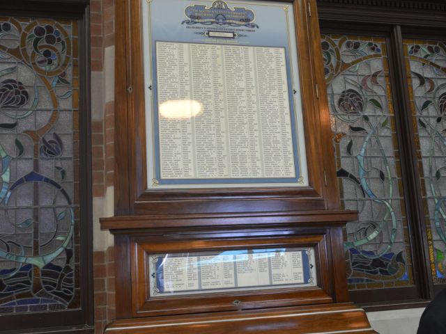 One of the four pairs of cabinets which comprise the Sydney Station Honour Board