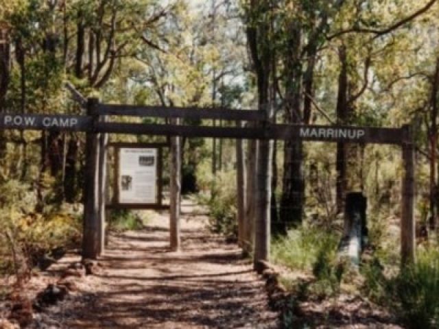 The entrance to the former POW camp inside the Marrinup State Forest in 2004.(Supplied: Tatura Irrigation and Wartime Camps Museum)