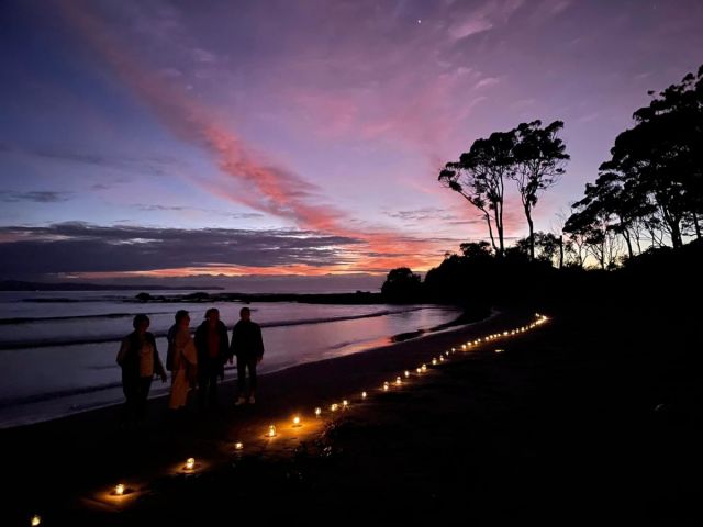 An intimate dawn memorial for the fallen at Wimbie Beach last Anzac Day. Photo: Dawn Simpson