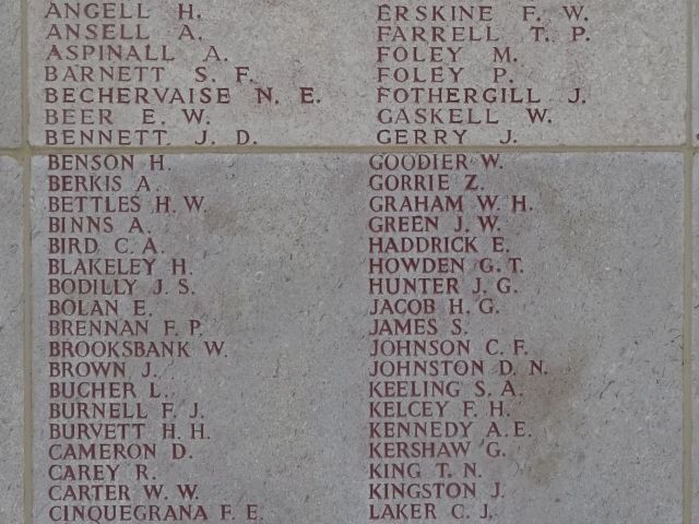 Gilbert McCully - Lone Pine Memorial to the Missing