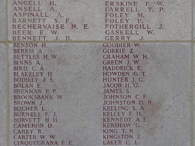 Gilbert McCully - Lone Pine Memorial to the Missing