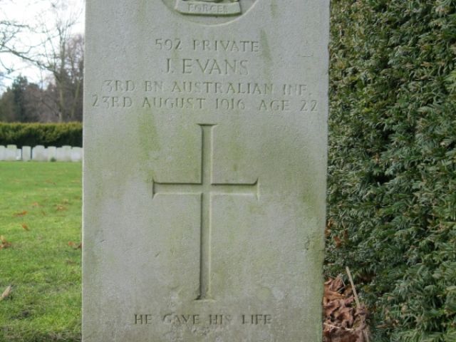 Headstone of James Evans