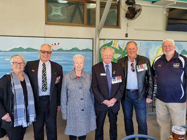 Vietnam veterans and partners at the Tea Gardens Country Club after the service. (L-R) Rhonda and Leon Bobako, Carol and Bill Heylbut, Ron Green, Terry Munright.