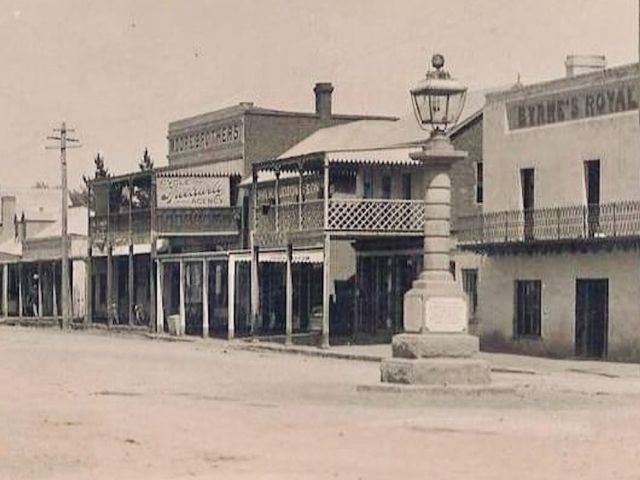 Queanbeyan’s original Boer War memorial in Monaro Street, outside Byrne’s Royal Hotel…