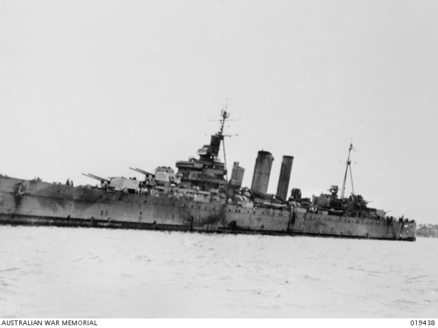 HMAS Australia after her return from the allied invasion of the Philippine Islands