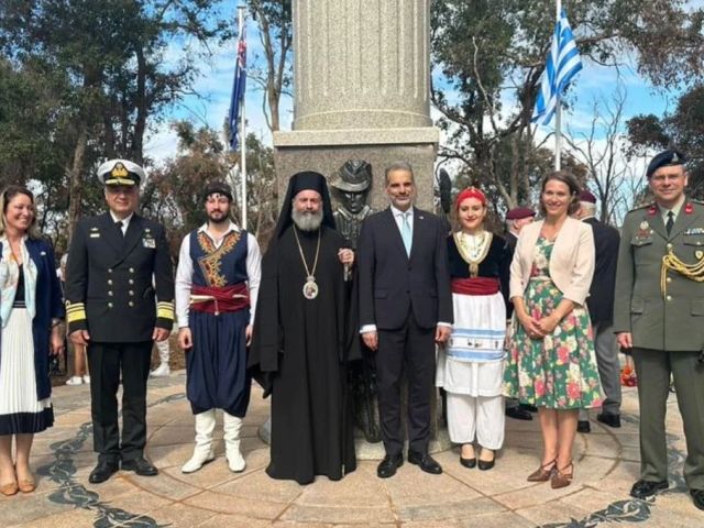 A memorial dedicated to those who fought in the Battle of Crete in Australia. Credit: Embassy of Greece in Australia /