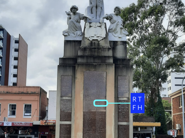 Shows locations of the three brothers names on the Auburn War Memorial