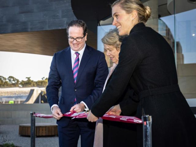 Cutting the ribbon