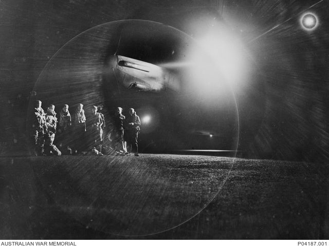 Informal portrait of the crew of a Lancaster bomber of 467 Squadron RAAF prior to a night