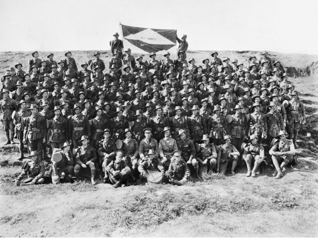 Group portrait of 15th Reinforcements, 20th Battalion at Liverpool Camp, NSW. The 15th