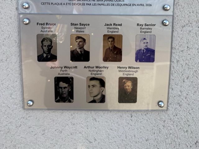 Memorial plaque for Lancaster ME685 crew, Toulouse France