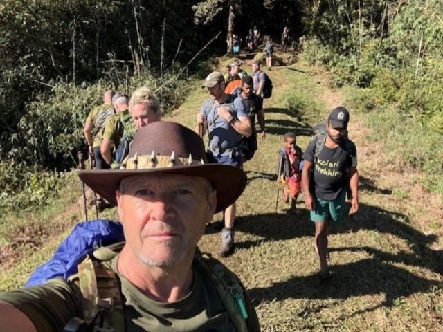 Melvyn Hanly on the Kokoda Track. 