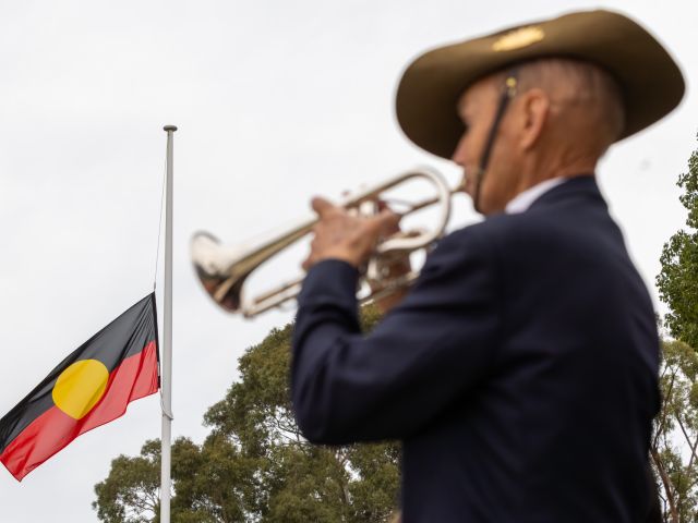 Cornet player at service