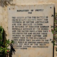Plaque  Preveli Monastery Crete honouring Anzacs of Greece  