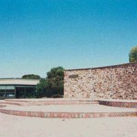Woomera Wall of Remembrance displaying boulder with WW2 pla2