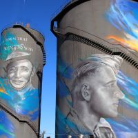 Hay World War II Painted Commemorative Water Towers Depicting Local Servicemen Identities