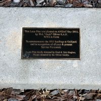 Moulamein War Memorial Precinct Commemorative Lone Pine Tree Dedication Plaque