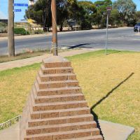 Patchewollock "Lest We Forget" Memorial Cairn with Painted Silo in the Background