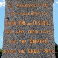 Charlton War Memorial Dedication Inscription to Those Who lost Their Lives During the First World War