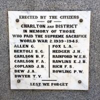 Charlton War Memorial Dedication Inscription to Those Who Lost Their Lives During the Second World War