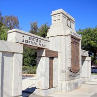 Deniliquin War Memorial with Vietnam War Memorial Soldier and Dedication Plaques in the Background