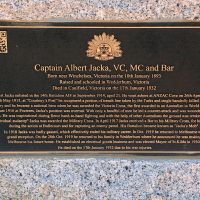 Captain Albert Jacka, VC Memorial Sculpture Interpretative Plaque Located in the Wedderburn Soldiers' Memorial Park