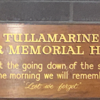 Tullamarine War Memorial Hall sign inside doorway