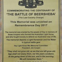 Hay NSW Light Horse Memorial, Battle of Beersheba 2017 Centenary