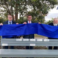 Plaques unveiled on the 'Post-World War II Bench of Remembrance' by Clayton Barr MP