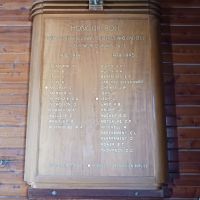 Wooden plaque inside hall WW1 and WW2