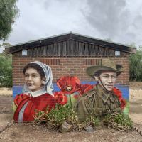 Adjacent to the Devenish What Silos, a mural depicting a nurse and a private of WW1 