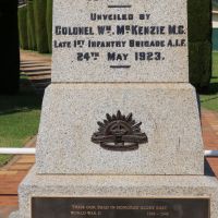 Details on Finley War Memorial to those who served in WW1 & WW2, Murray Street Finley
