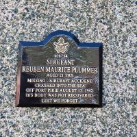 Sergeant Reuben Maurice Plummer, Service Number 408754  Cenotaph plaque.