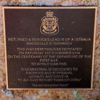 Macksville War Memorial Dedication Plaque