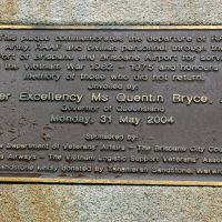 Vietnam War Brisbane Port and Airport Departures Memorial Column Dedication Plaque